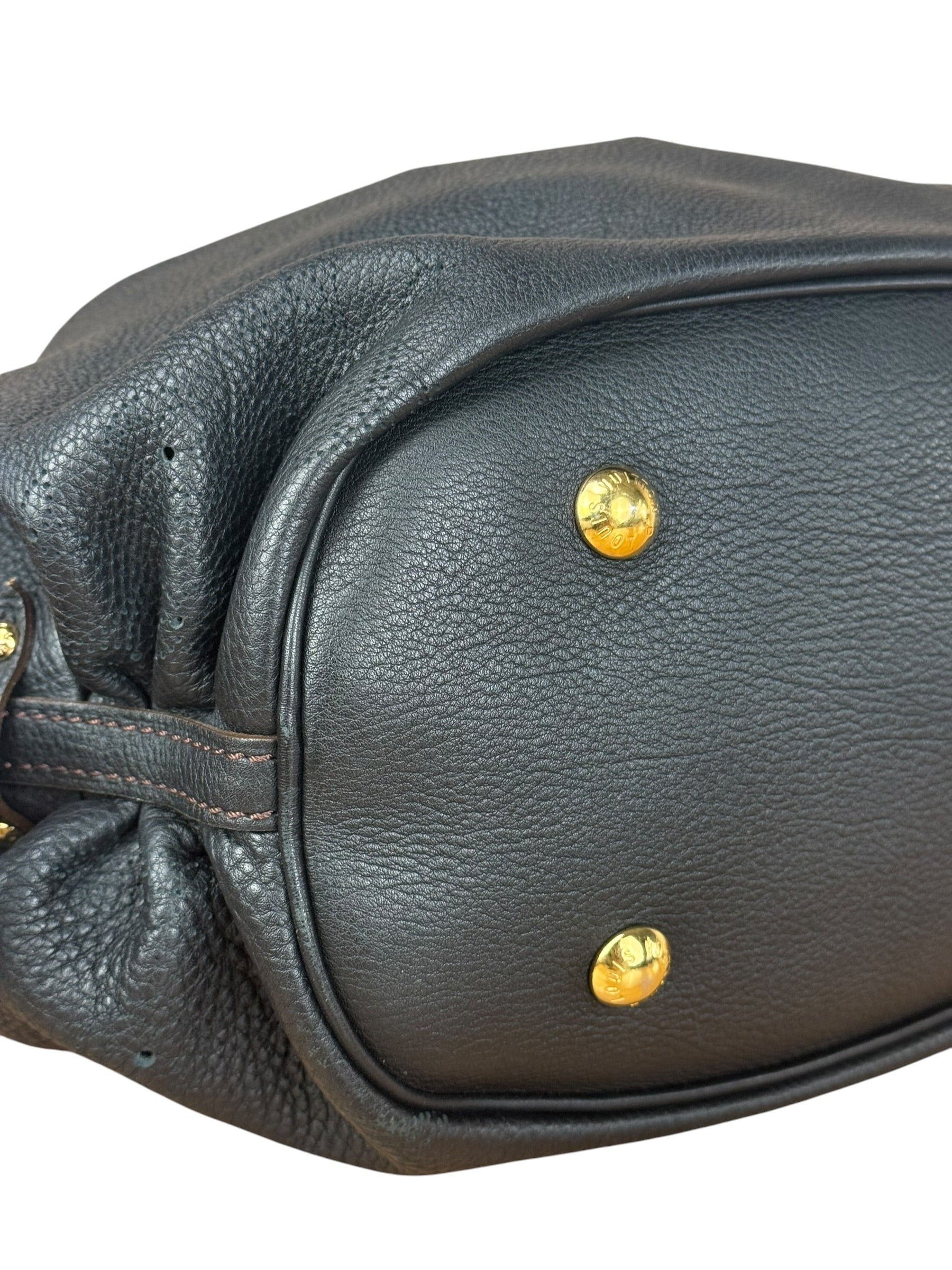 Louis Vuitton Perforated Monogram Mahina Hobo Bag Black