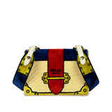 Prada Multicolor Velvet/Leather Trim Trompe L'oeil Cahier Crossbody Bag