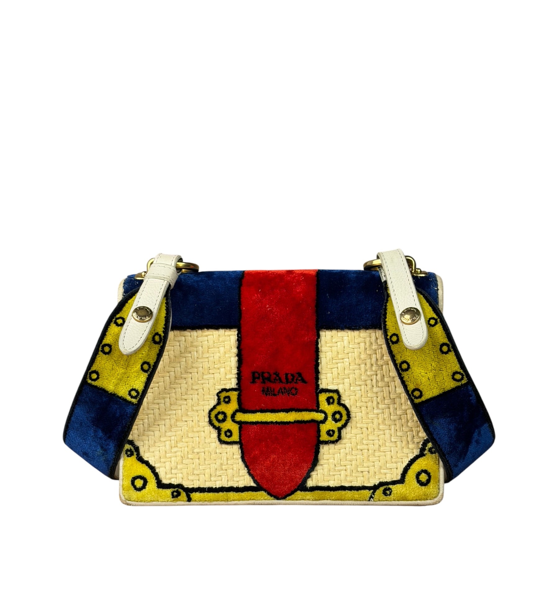 Prada Multicolor Velvet/Leather Trim Trompe L'oeil Cahier Crossbody Bag