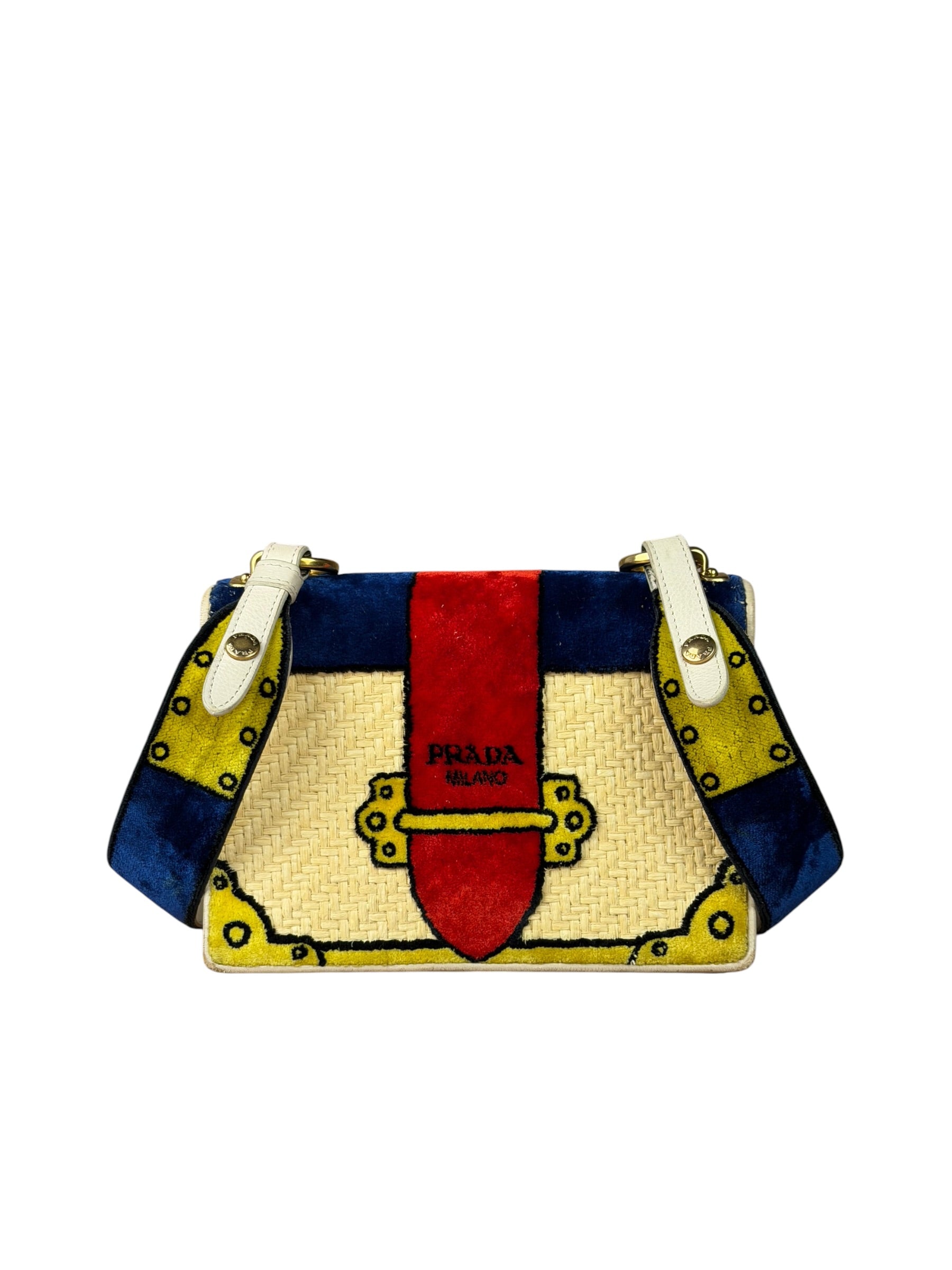 Prada Multicolor Velvet/Leather Trim Trompe L'oeil Cahier Crossbody Bag