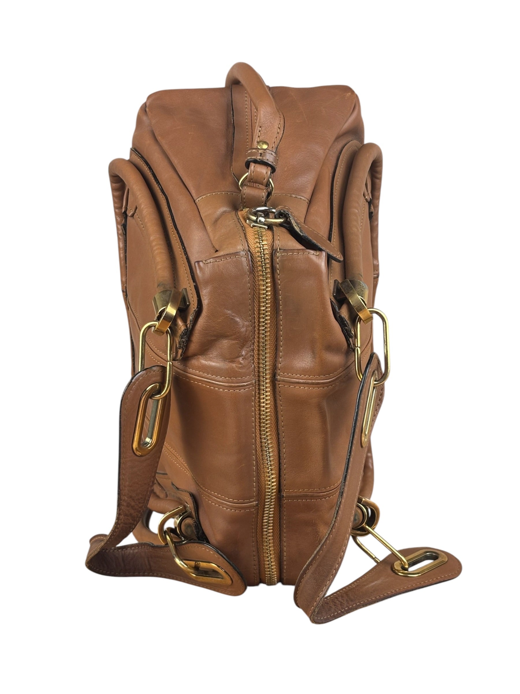 Chloe Caramel Tan Leather Paraty Medium Two-Way Bag
