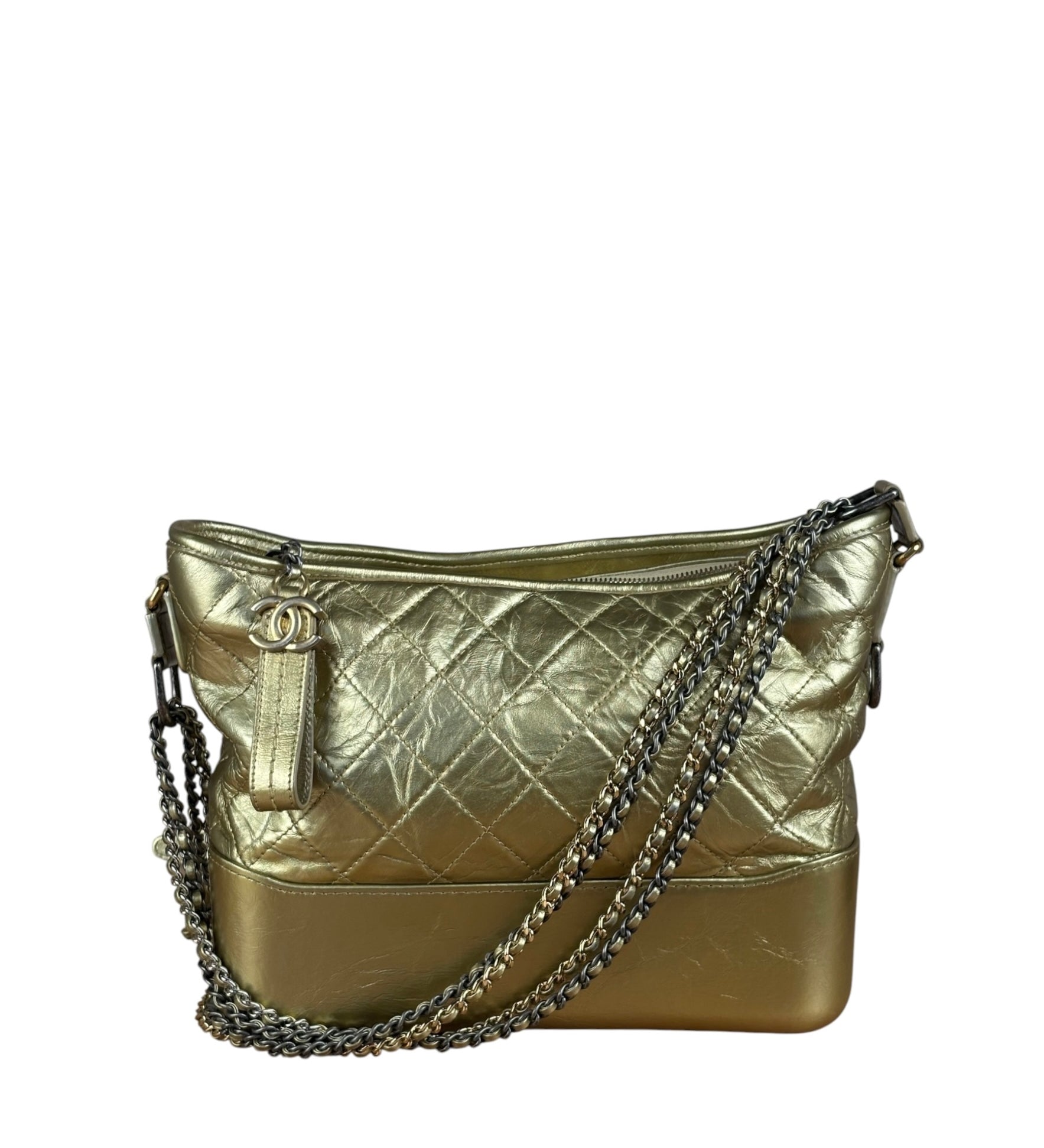 Chanel Gold Leather Gabrielle Hobo 2016