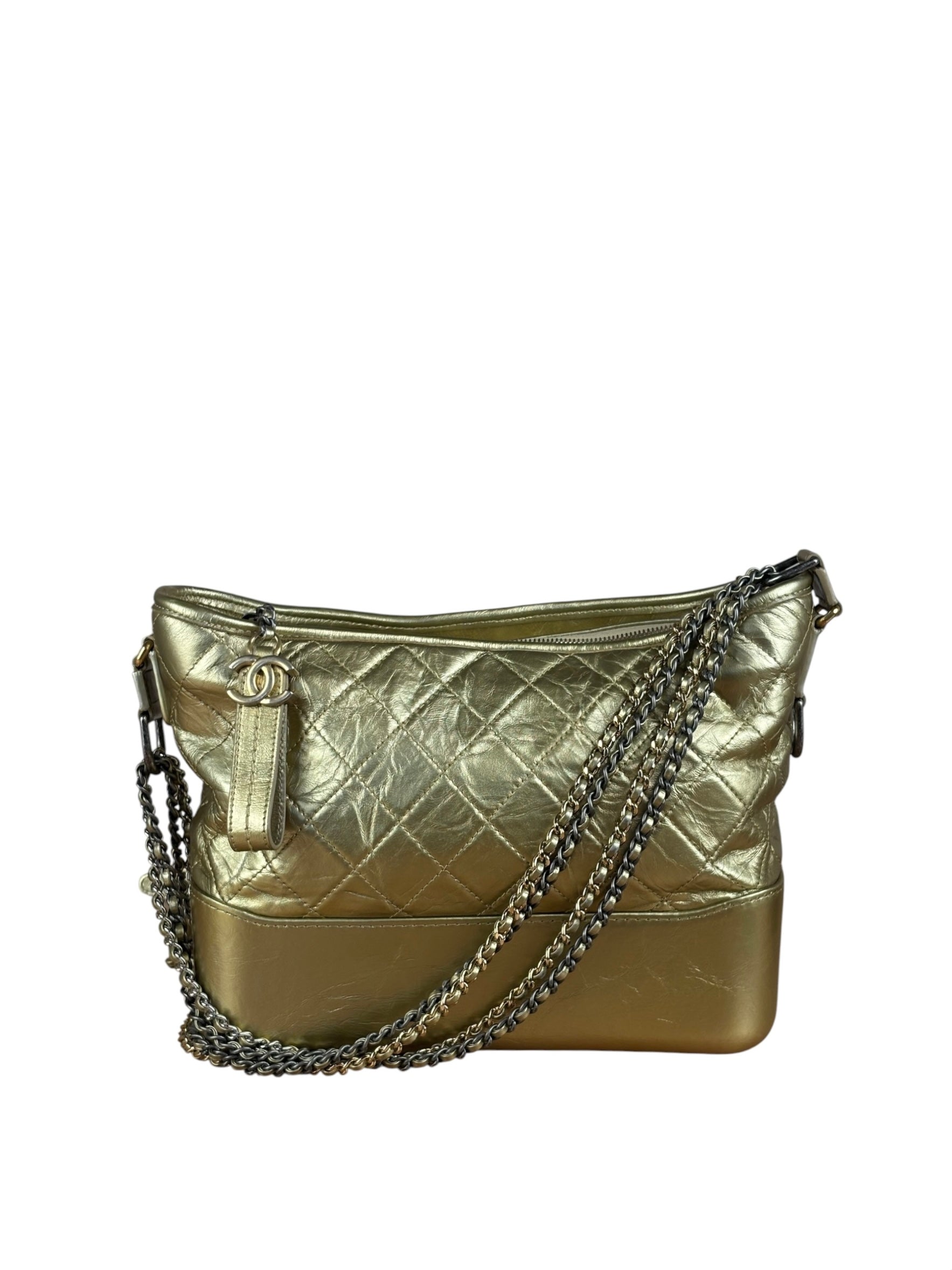 Chanel Gold Leather Gabrielle Hobo 2016