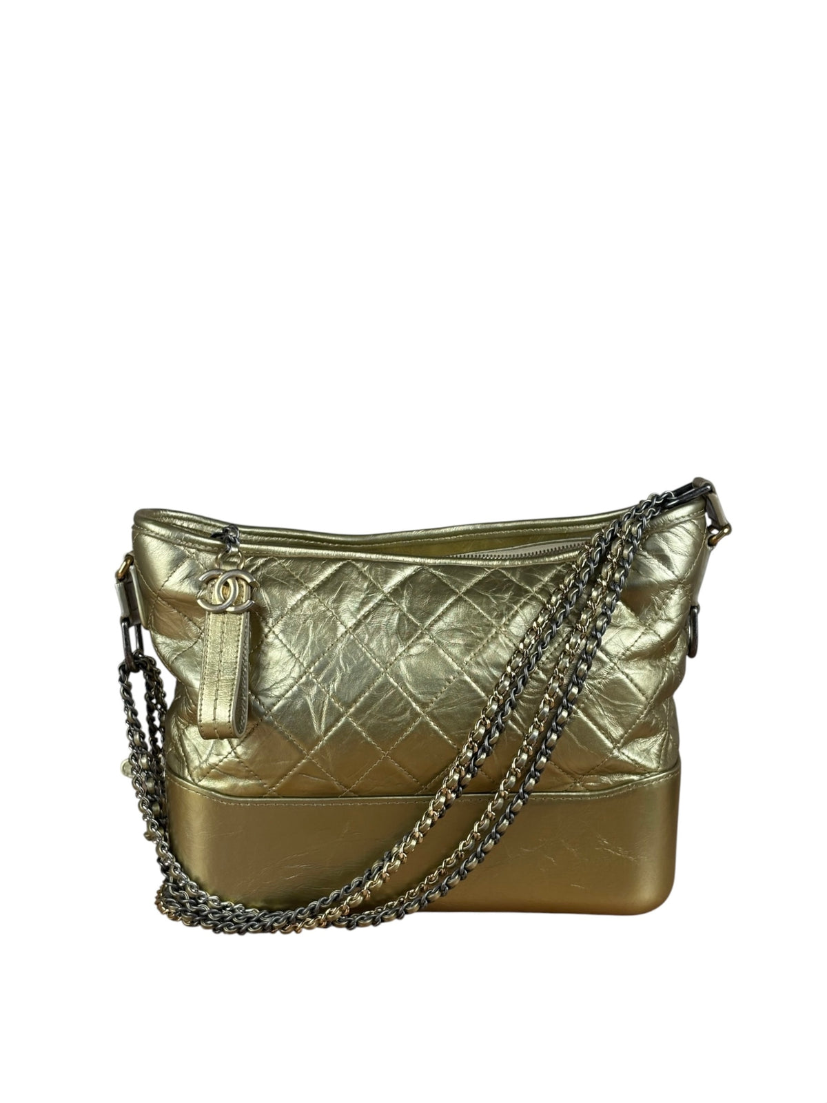 Chanel Gold Leather Gabrielle Hobo 2016