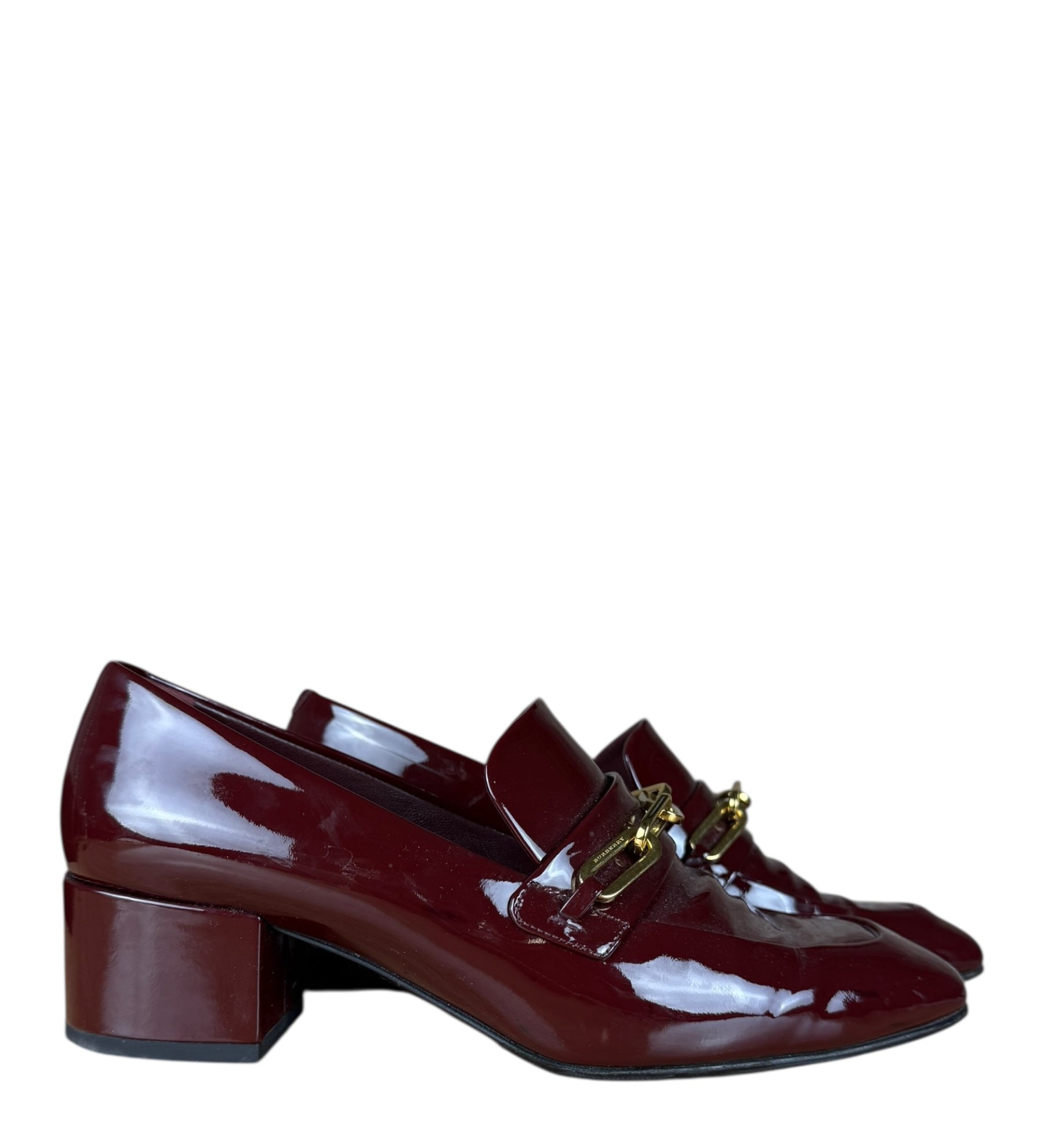 Burberry Burgundy Patent Leather Loafers