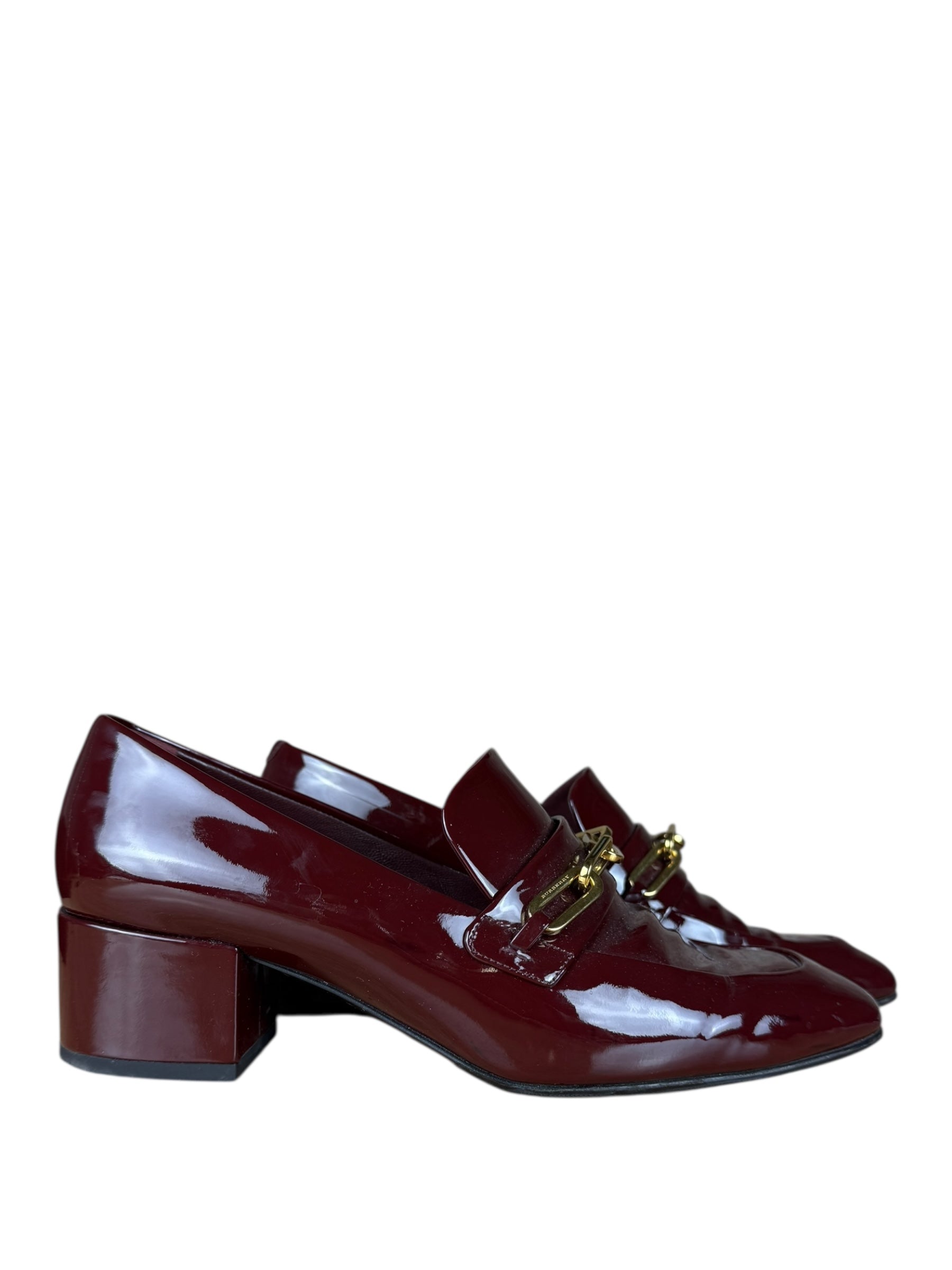 Burberry Burgundy Patent Leather Loafers