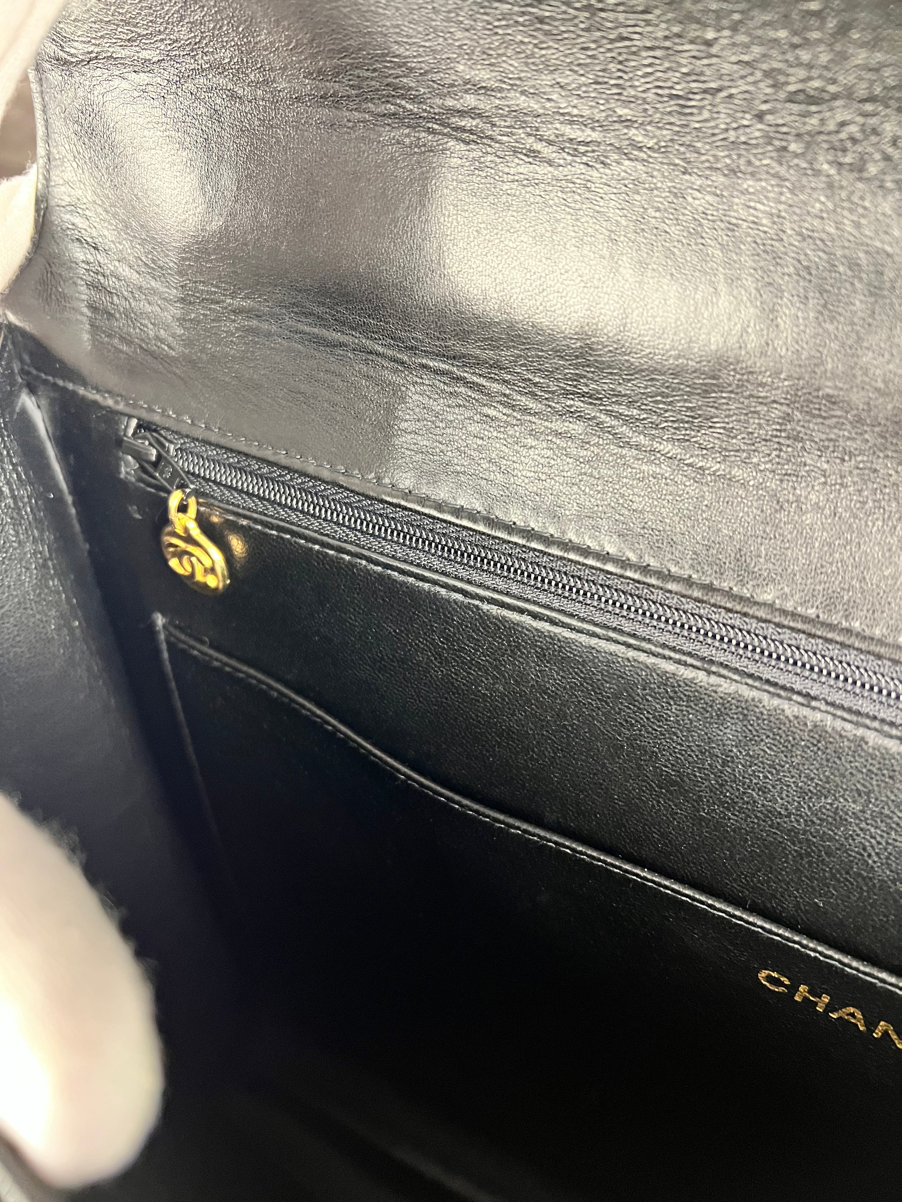Chanel CC Black Patent Quilted Flap Briefcase Handbag '95