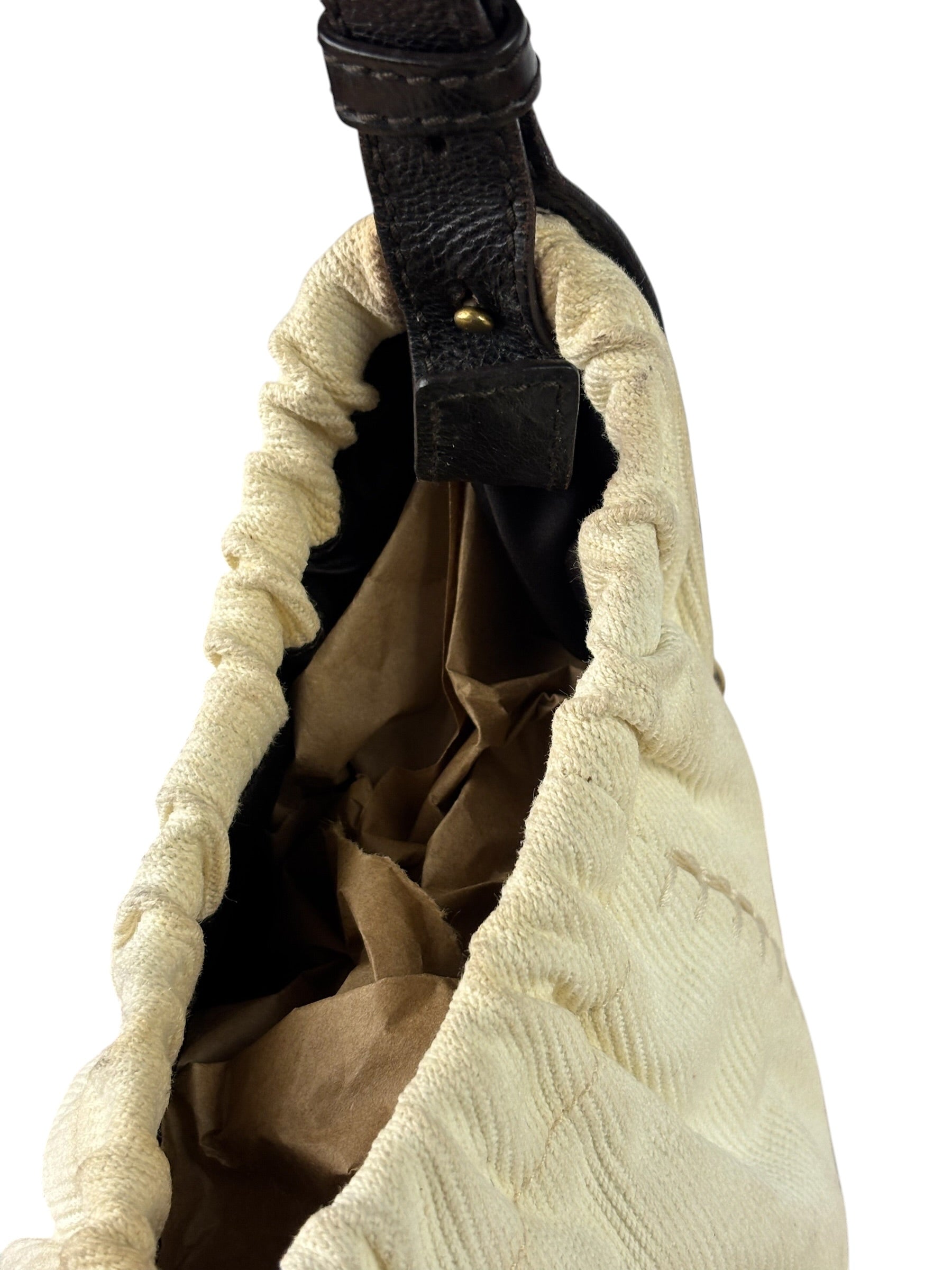 Saint Laurent White Canvas Mombasa Hobo Bag