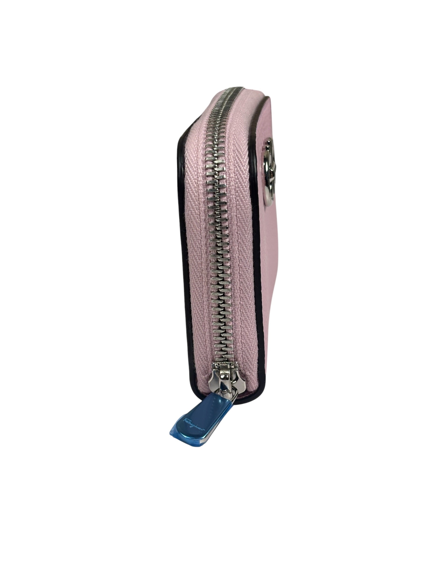 Salvatore Ferragamo Bubble Gum Calfskin Compact Zip-Around Wallet