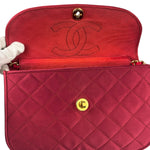 Chanel Vintage Two Tone Red Satin Flap 1989