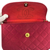 Chanel Vintage Two Tone Red Satin Flap 1989