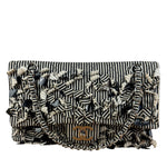 Chanel Black/White Sequin Stripped Medium Double Flap Shoulder Bag