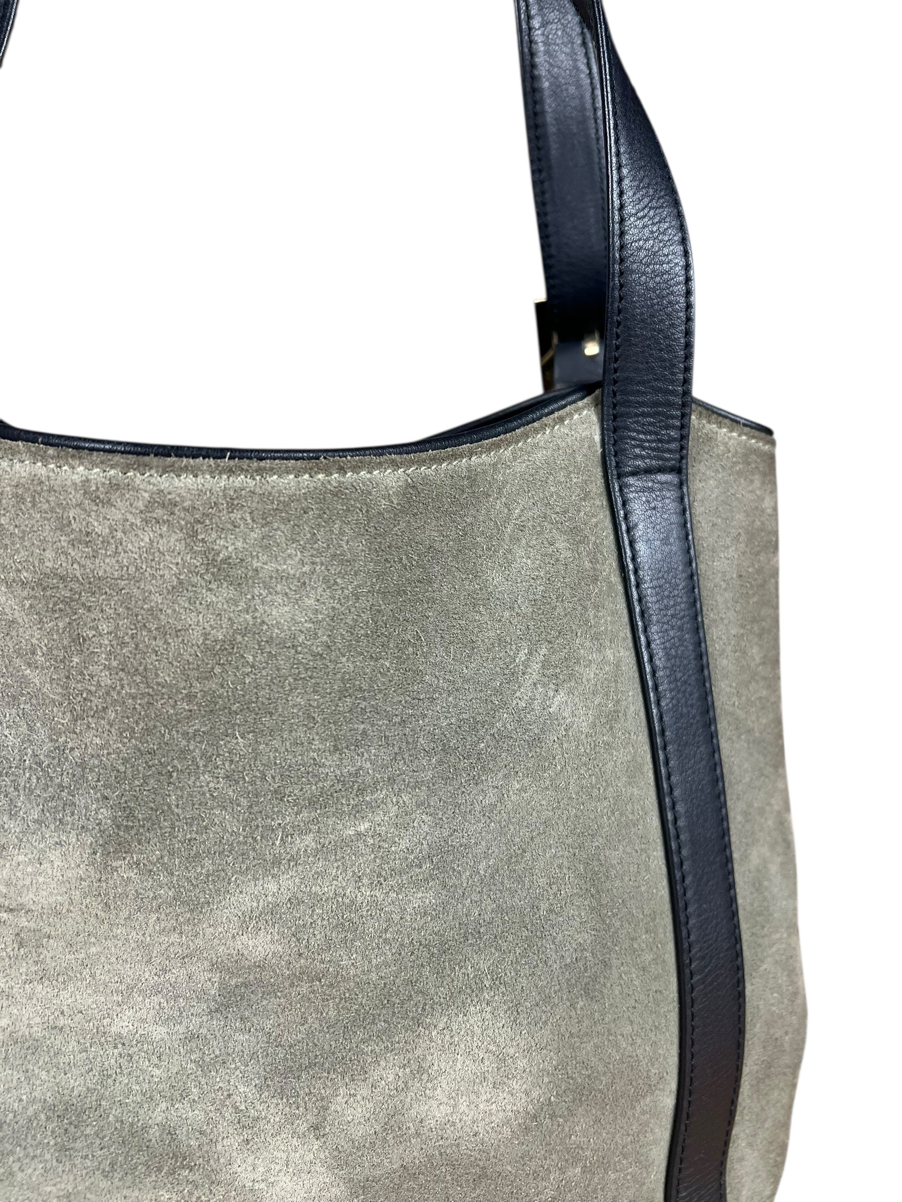Loewe Suede Anagram Shoulder Tote Olive