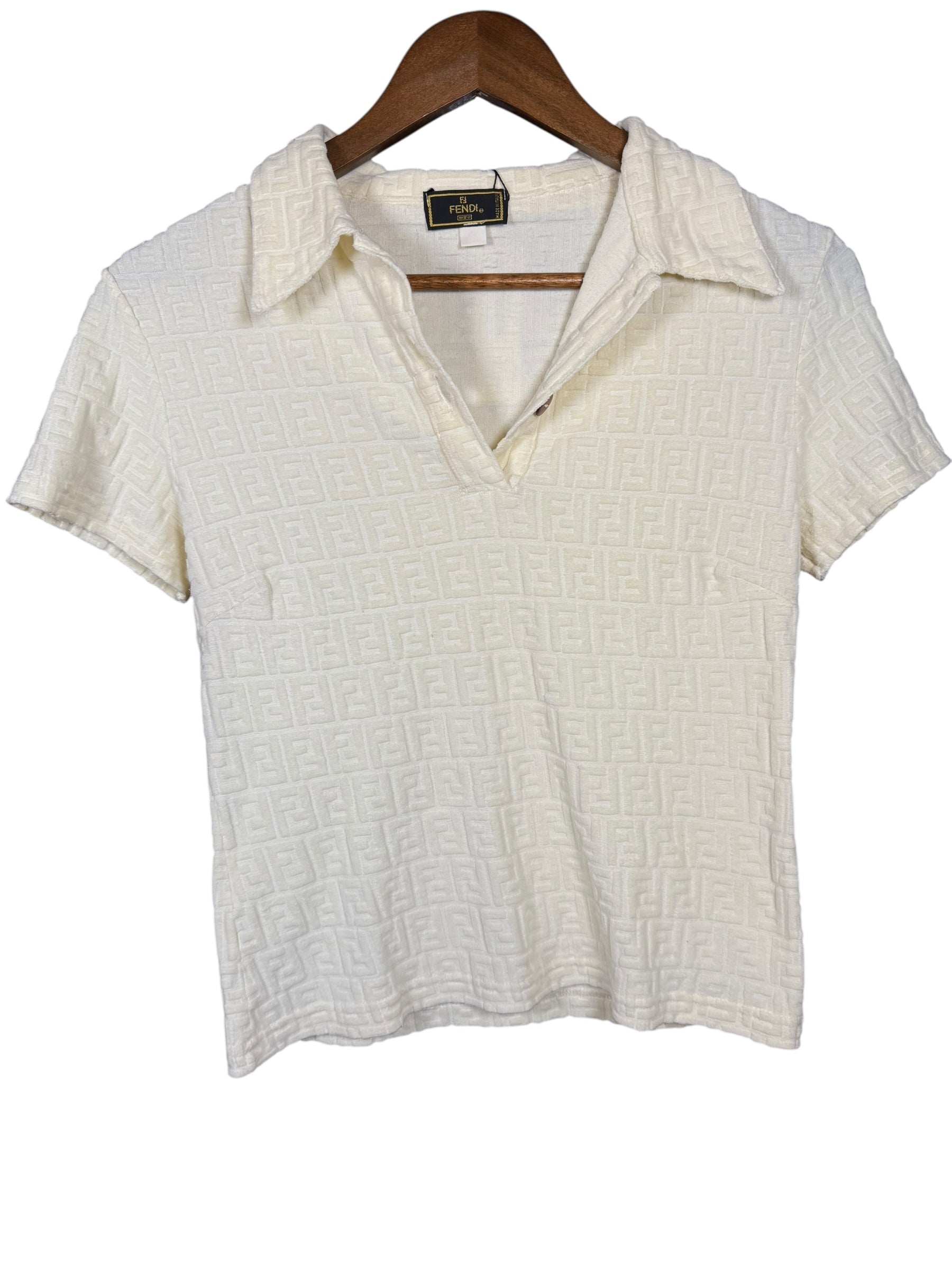 Fendi Embossed FF Short Sleeve Polo Shirt