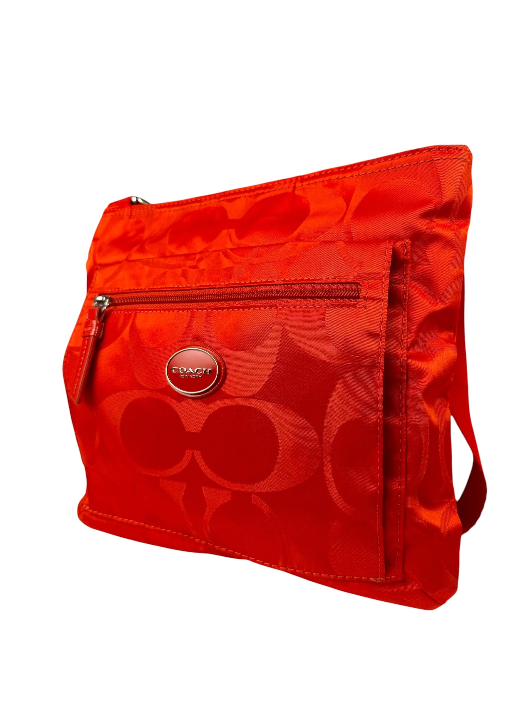 Coach Red/Orange Nylon Getaway Signature File Crossbody