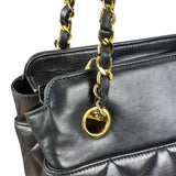 Chanel Vintage Black Quilted Leather Chain Tote/Shoulder Bag 1999