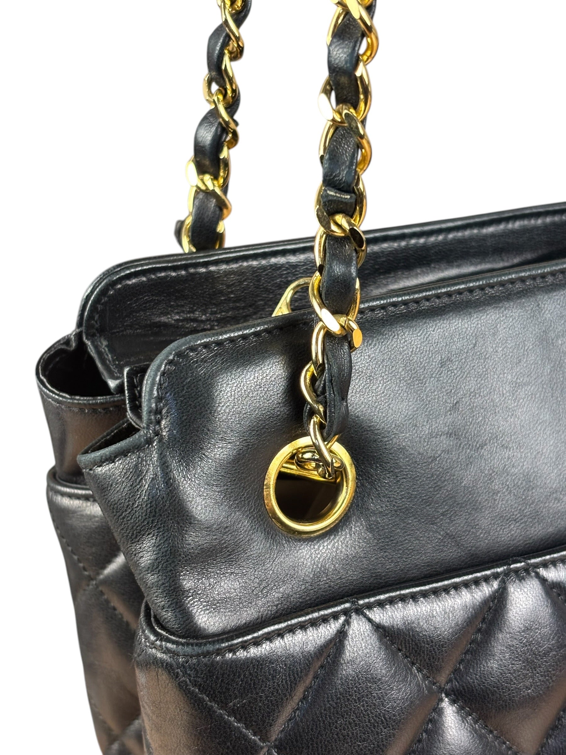 Chanel Vintage Black Quilted Leather Chain Tote/Shoulder Bag 1999