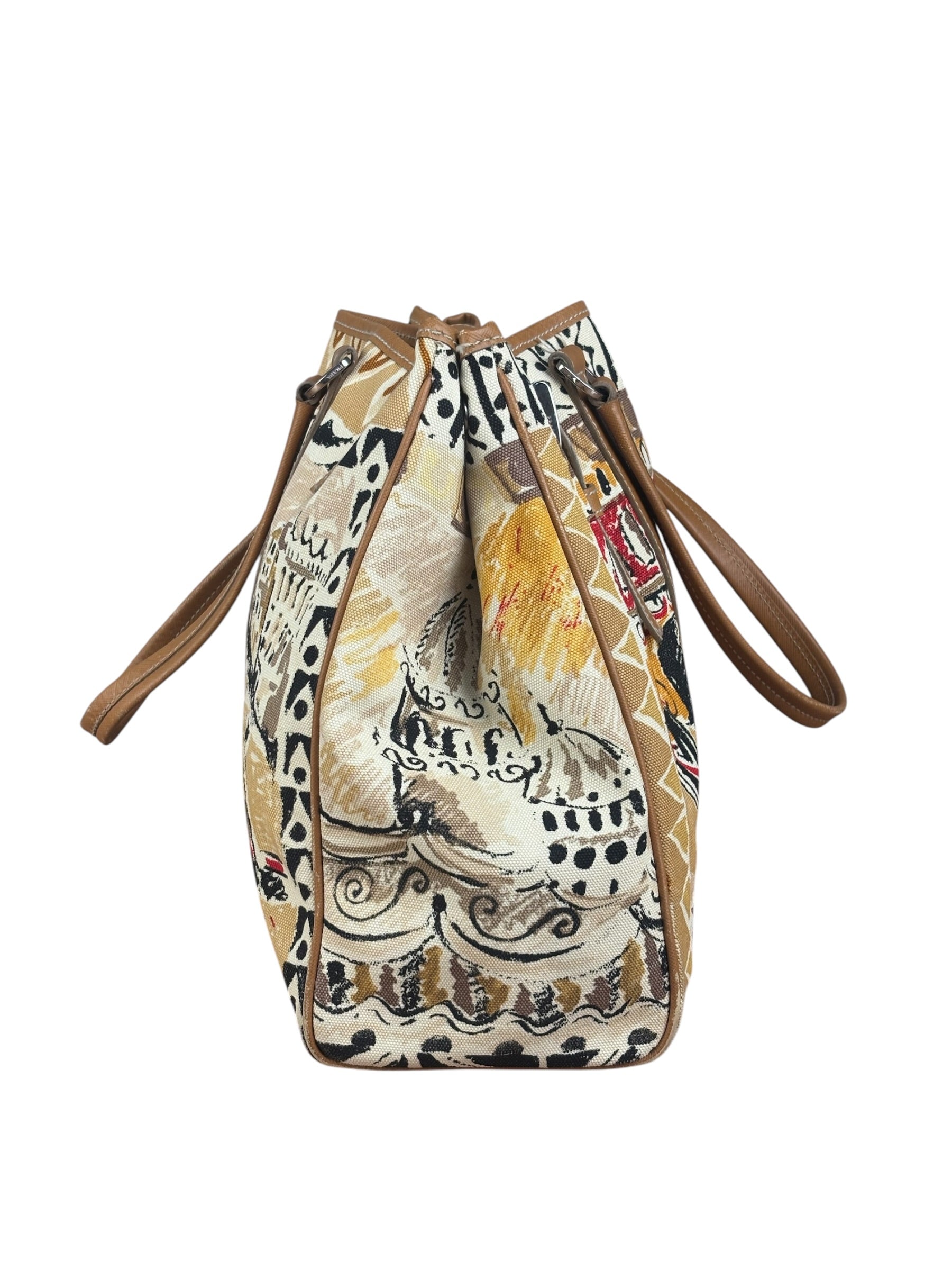 Prada Vintage Limited Edition Venetian Scene Canvas Tote Bag