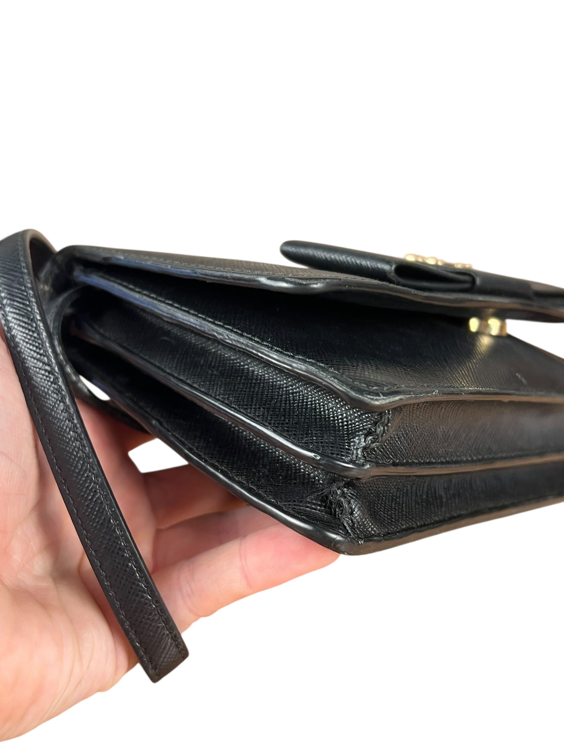 Prada Saffiano Lux Bow Crossbody Wallet