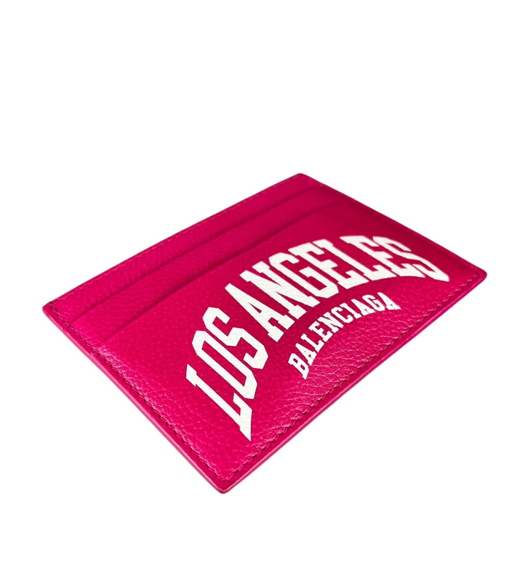 Balenciaga Leather Los Angeles Card Holder Fuchsia