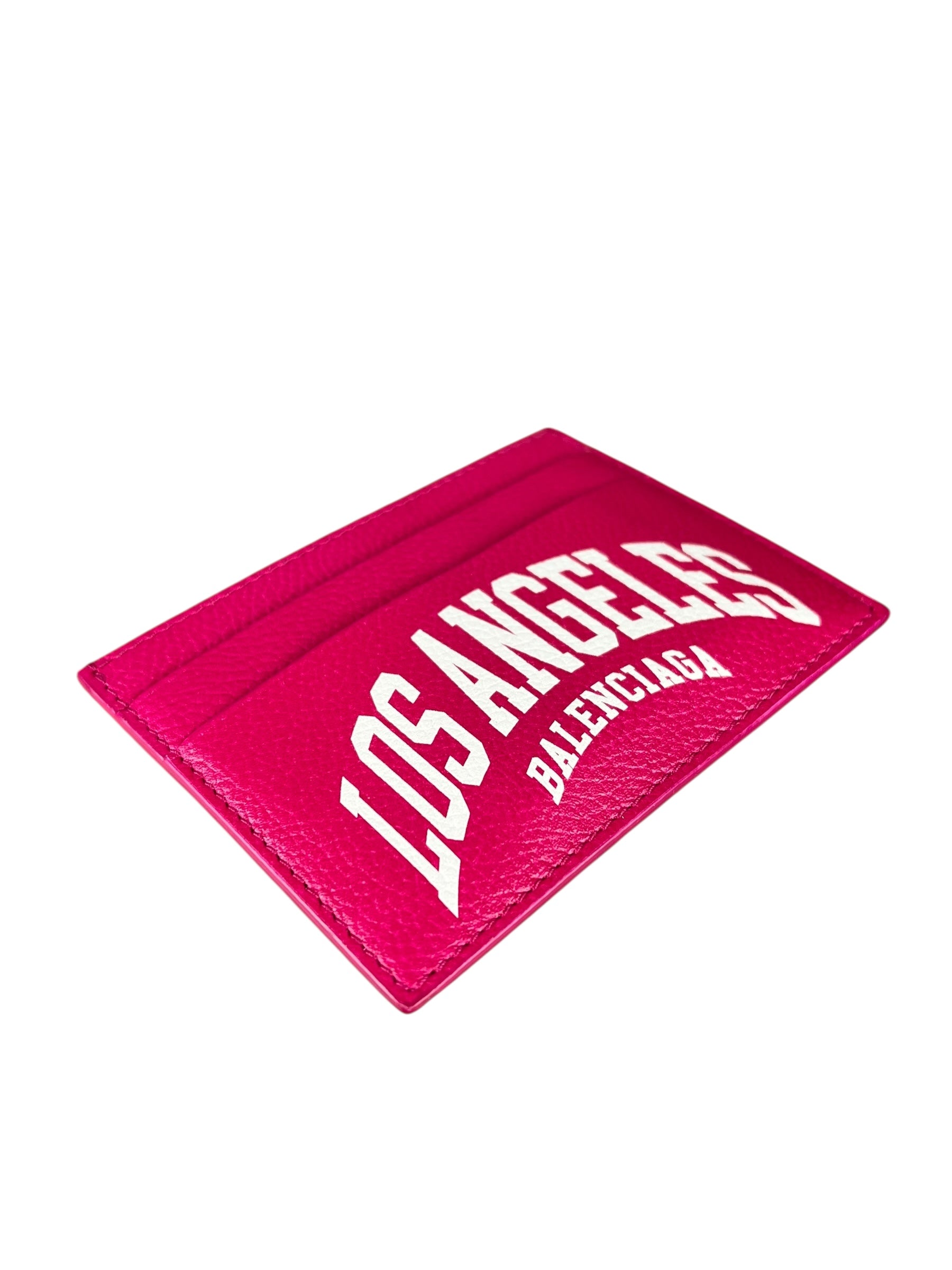Balenciaga Leather Los Angeles Card Holder Fuchsia