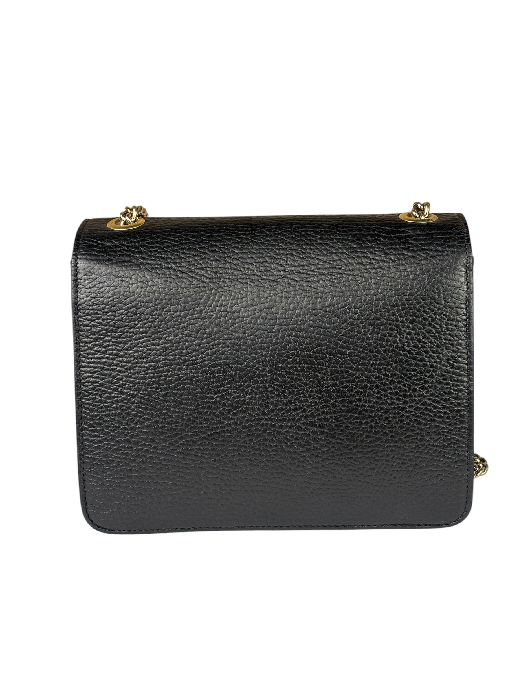 Gucci Black Leather G Interlocking Small Chain Shoulder Bag