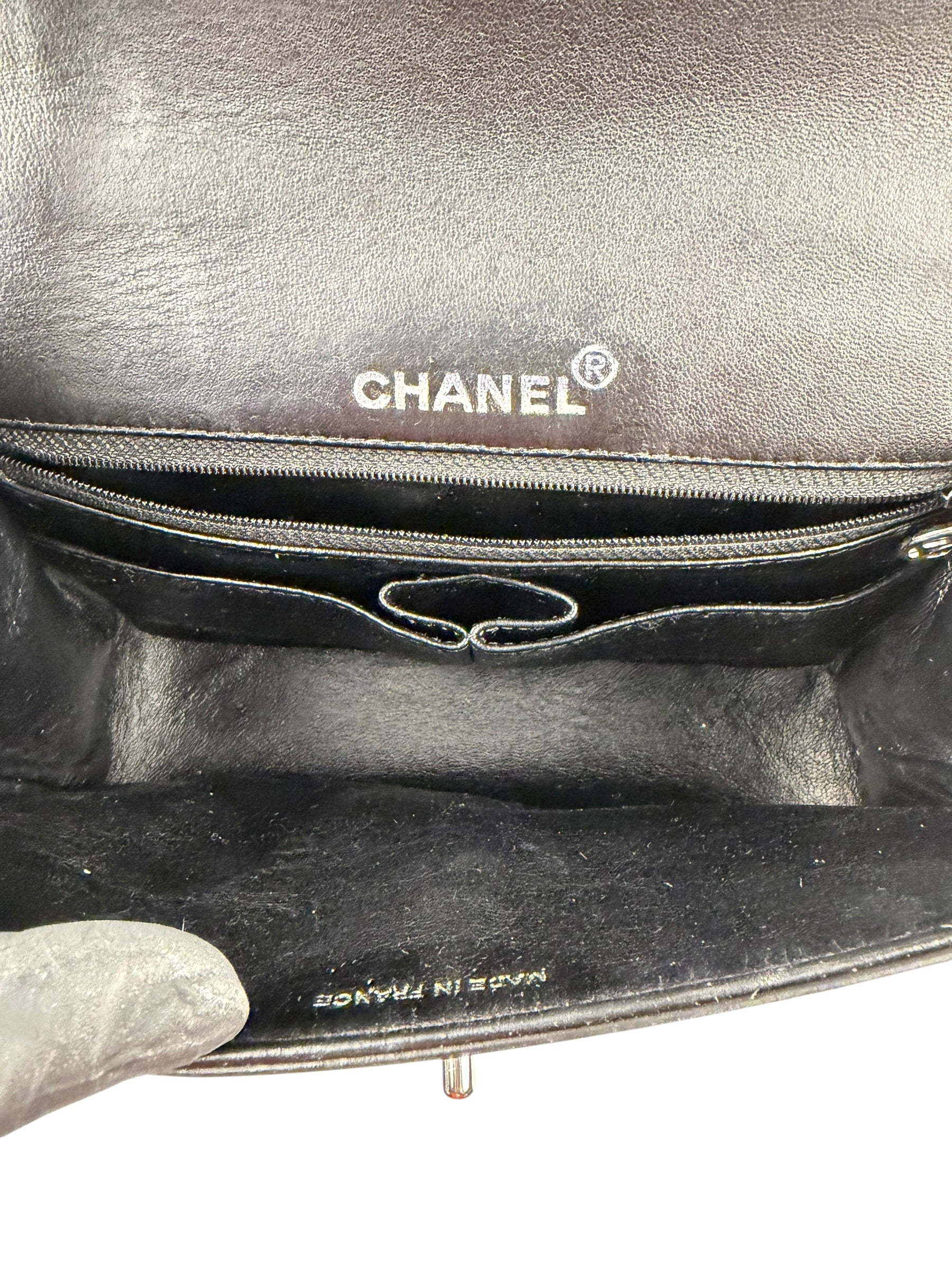 Chanel Vintage Black Leather In The Business Flap Handbag 1996