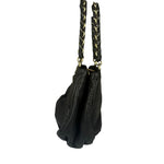 Fendi Black Leather Mia Chain Hobo Bag