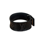 Louis Vuitton Black Leather Canvas Monogram Eclipse Slim Bracelet