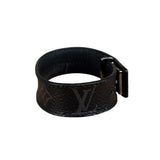 Louis Vuitton Black Leather Canvas Monogram Eclipse Slim Bracelet