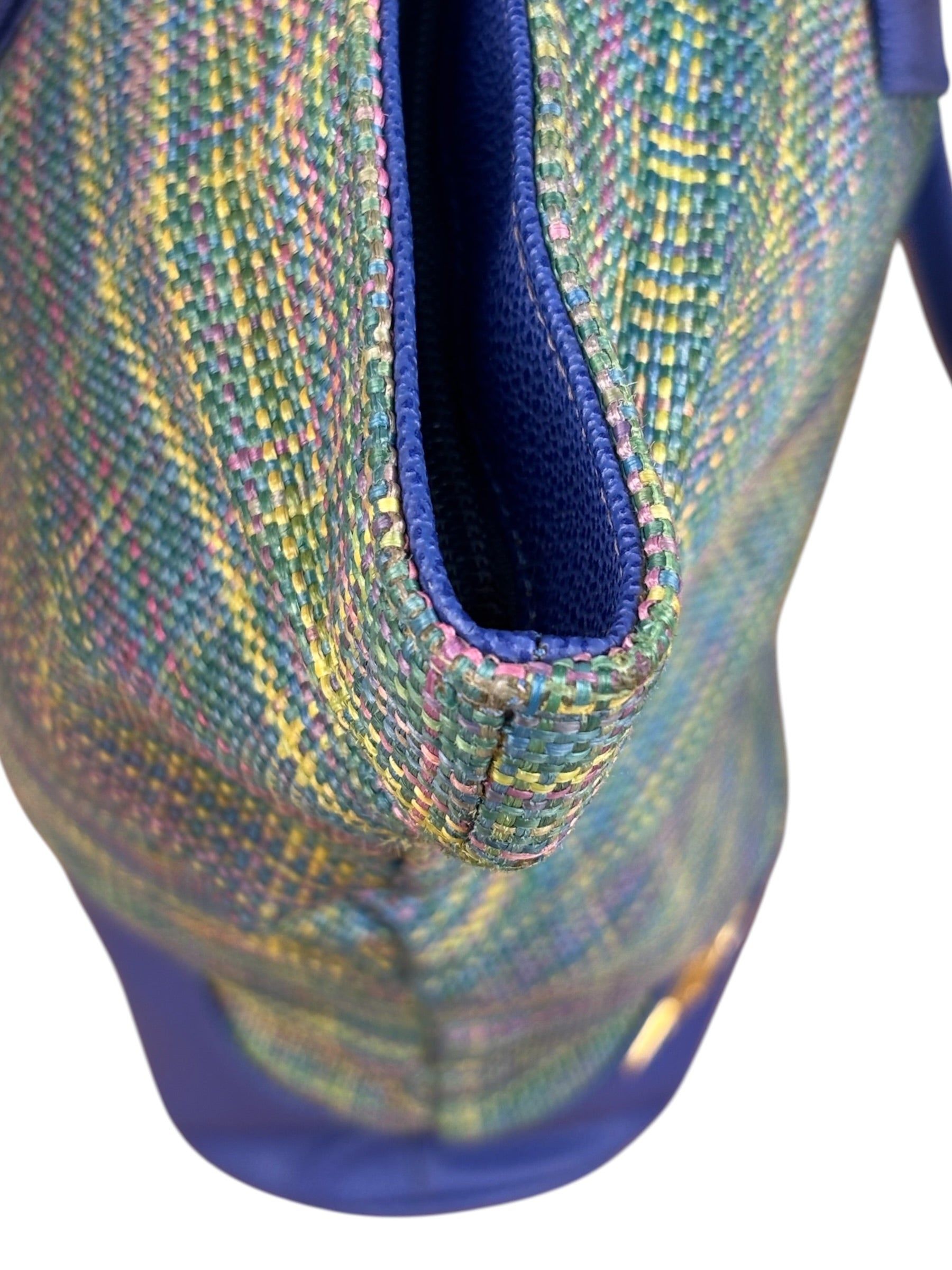 Vivienne Westwood Blue/Green Woven Plaid Saturn Shoulder Bag