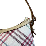 Burberry White/Beige Leather Trim Nova Check Pochette
