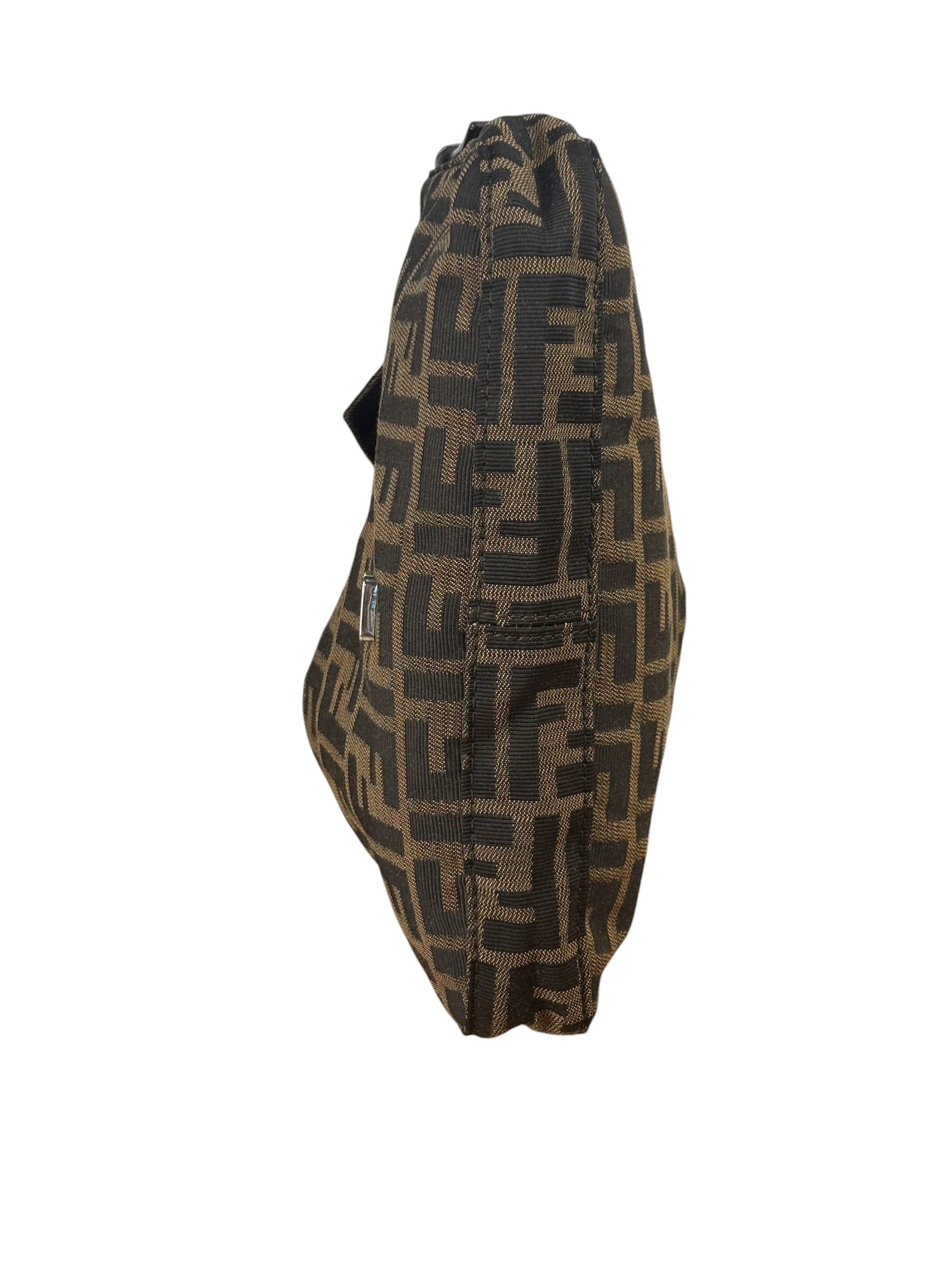 Fendi Brown Leather Trim Baguette
