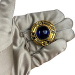 Chanel Vintage Royal Blue Glass Gripoix  Clip-On Earrings