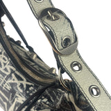Balenciaga Black/White Leather Le Cagole Graffiti Shoulder Bag