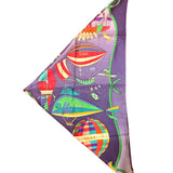 Hermes Blue Les Folies Du Ciel Silk Scarf