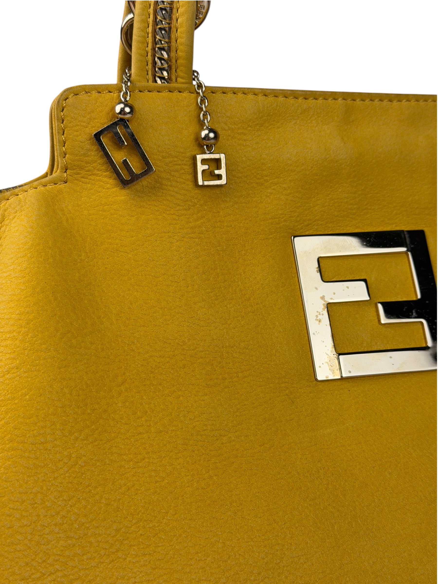 Fendi Yellow Leather Shoulder Bag
