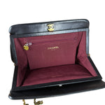 Chanel Vintage Black Chevron Leather Chain Bag