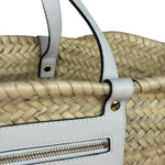 Versace Large White Raffia/Leather Shoulder Tote