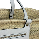 Versace Large White Raffia/Leather Shoulder Tote