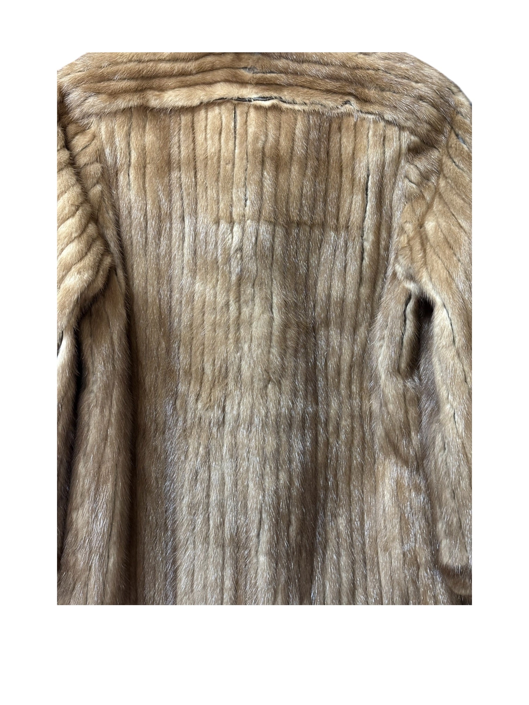 Emba Vintage Brown Leather Trim Mink Fur Coat