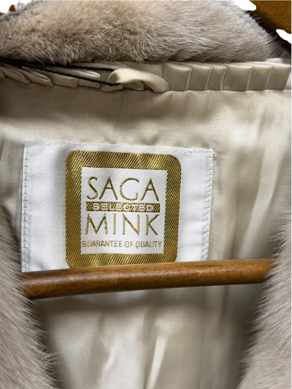 Vintage Light Grey Vertical Striped Saga Mink Fur Coat