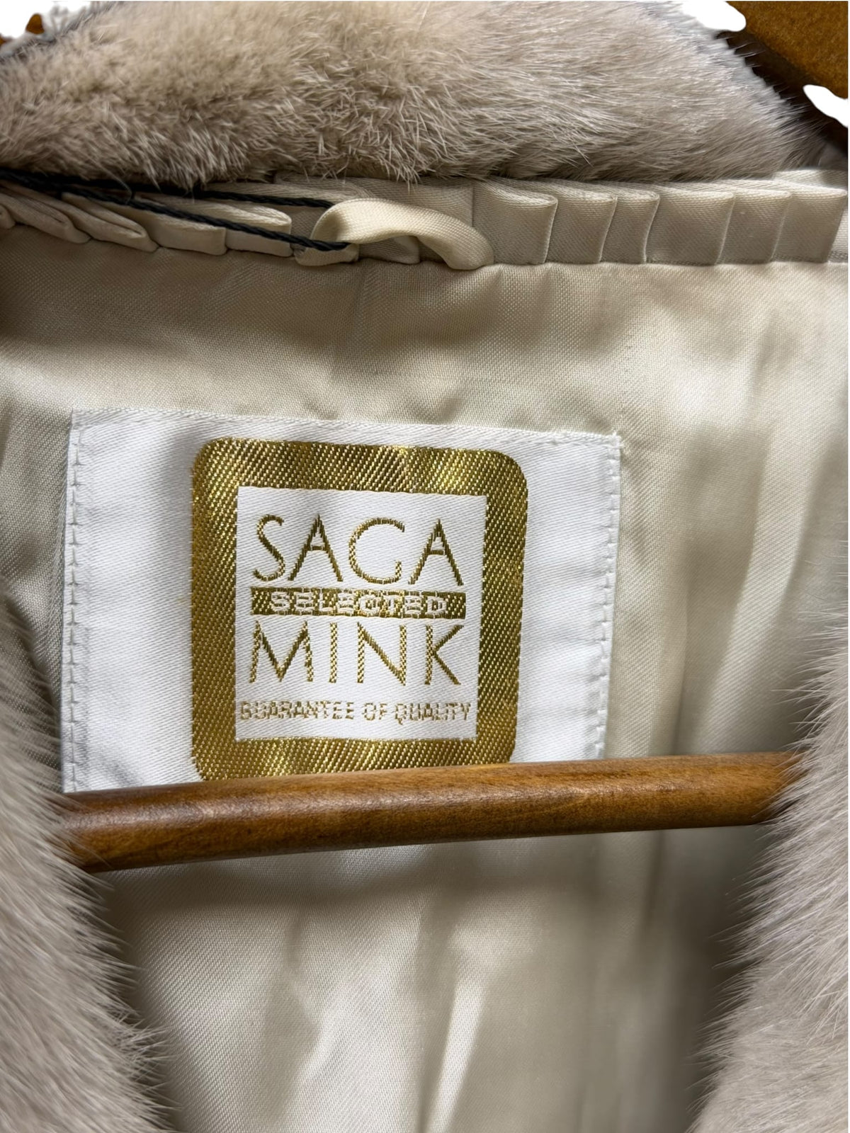 Vintage Light Grey Vertical Striped Saga Mink Fur Coat