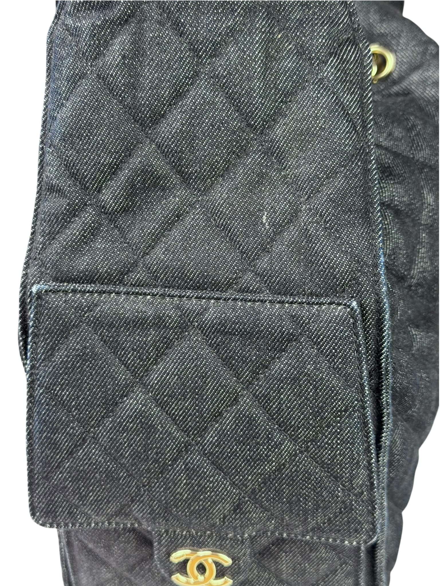 Chanel Navy Quilted Denim/Leather Trim 25 Hobo Bag 2021