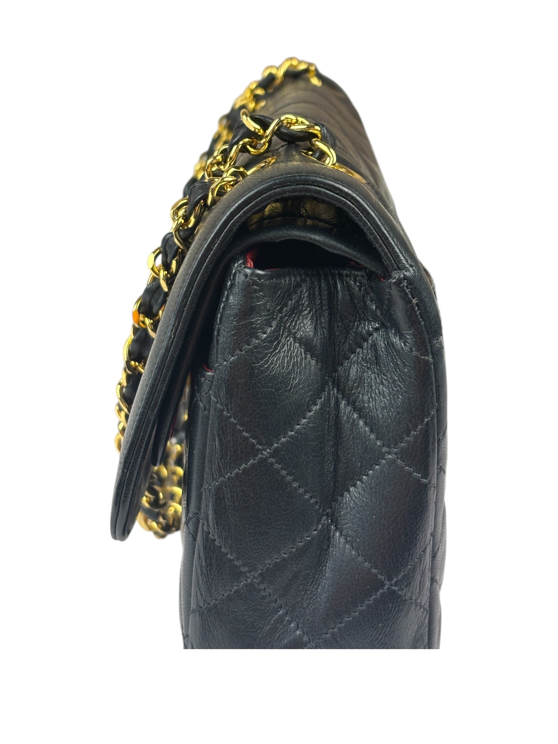 Chanel Vintage Black Quilted Leather Double Flap Bag 1995