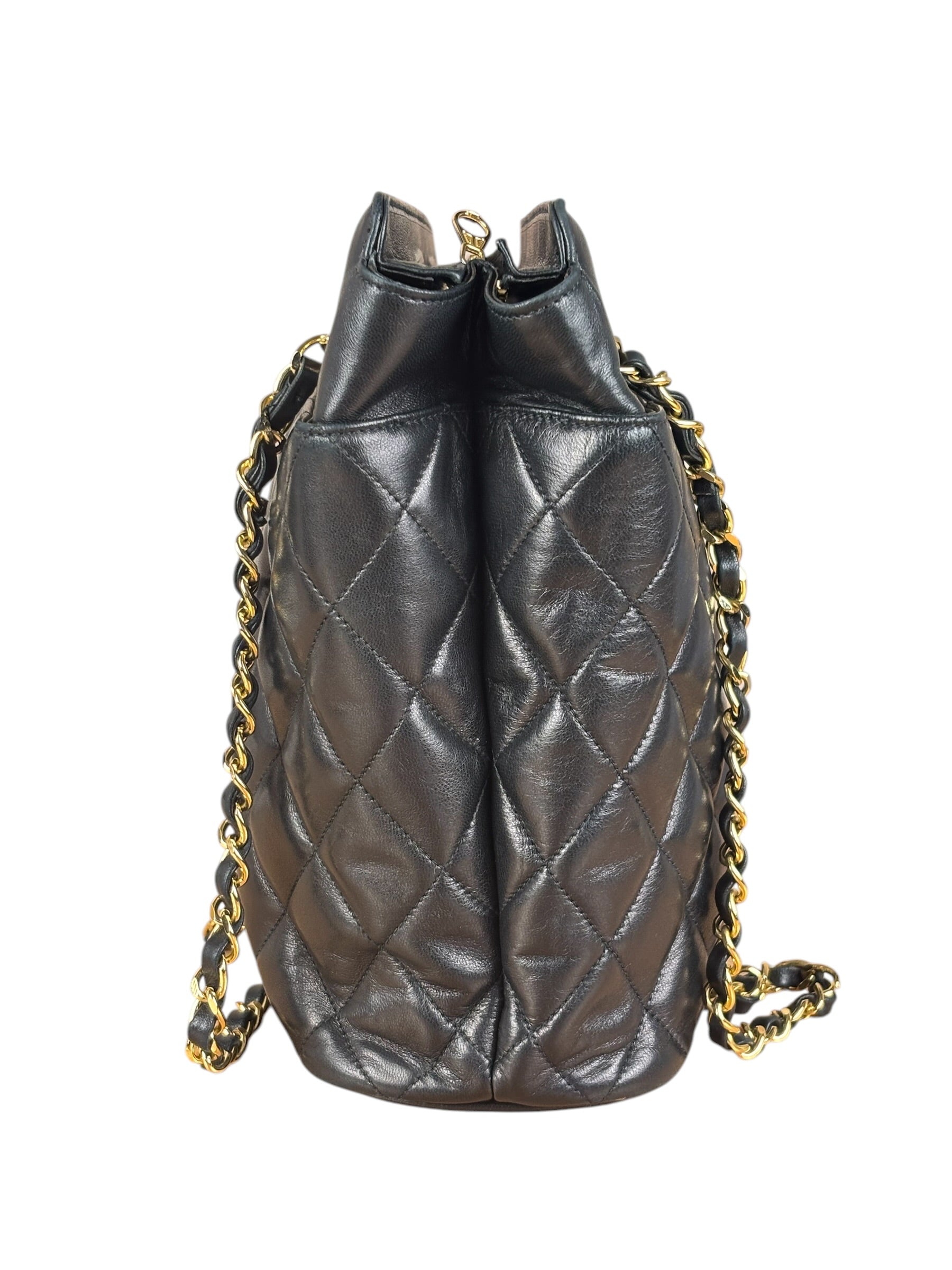 Chanel Vintage Black Quilted Leather Chain Tote/Shoulder Bag 1999