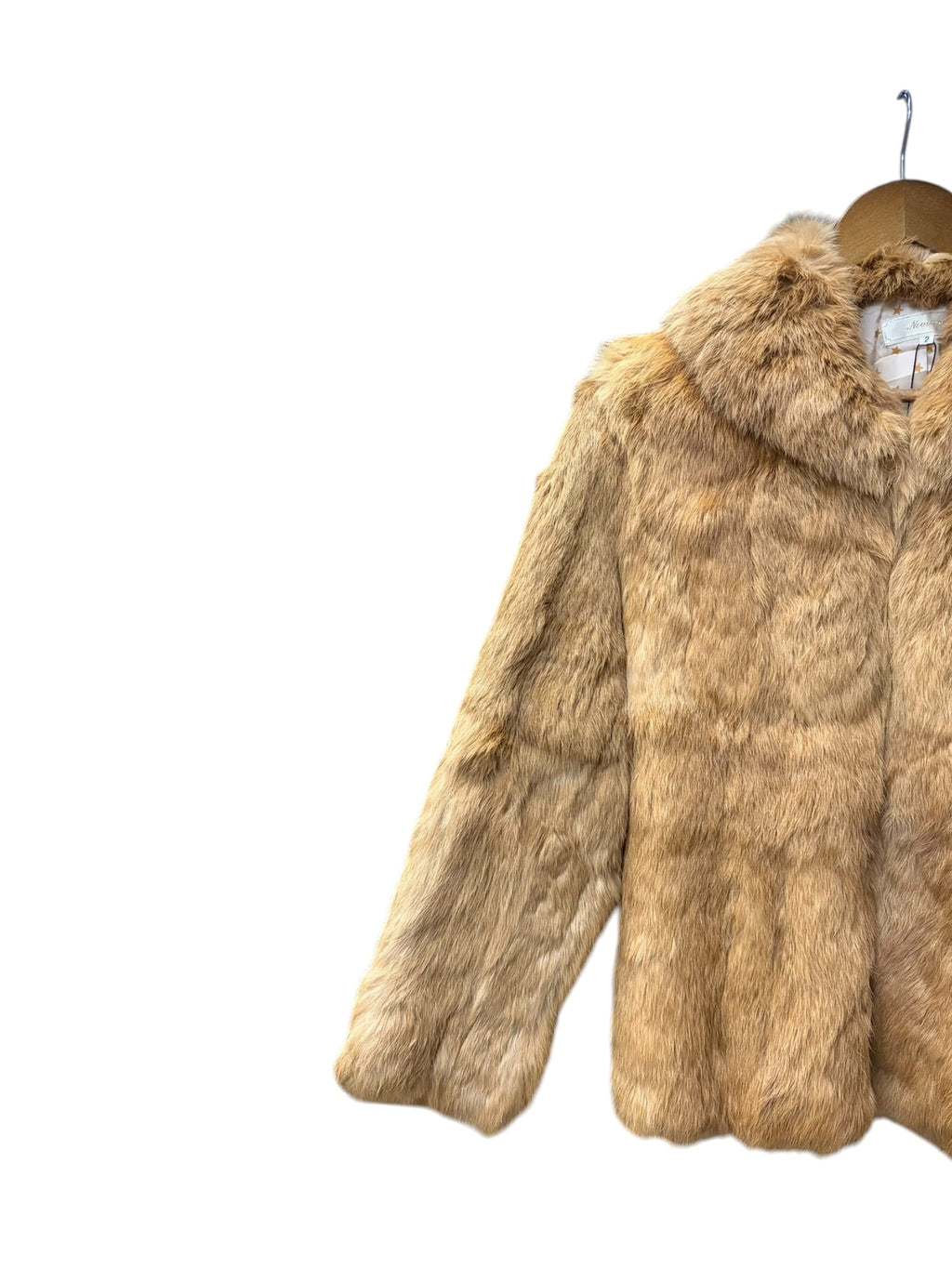 Vintage Nouerue Golden Brown Rabbit Stars Liner Fur Coat
