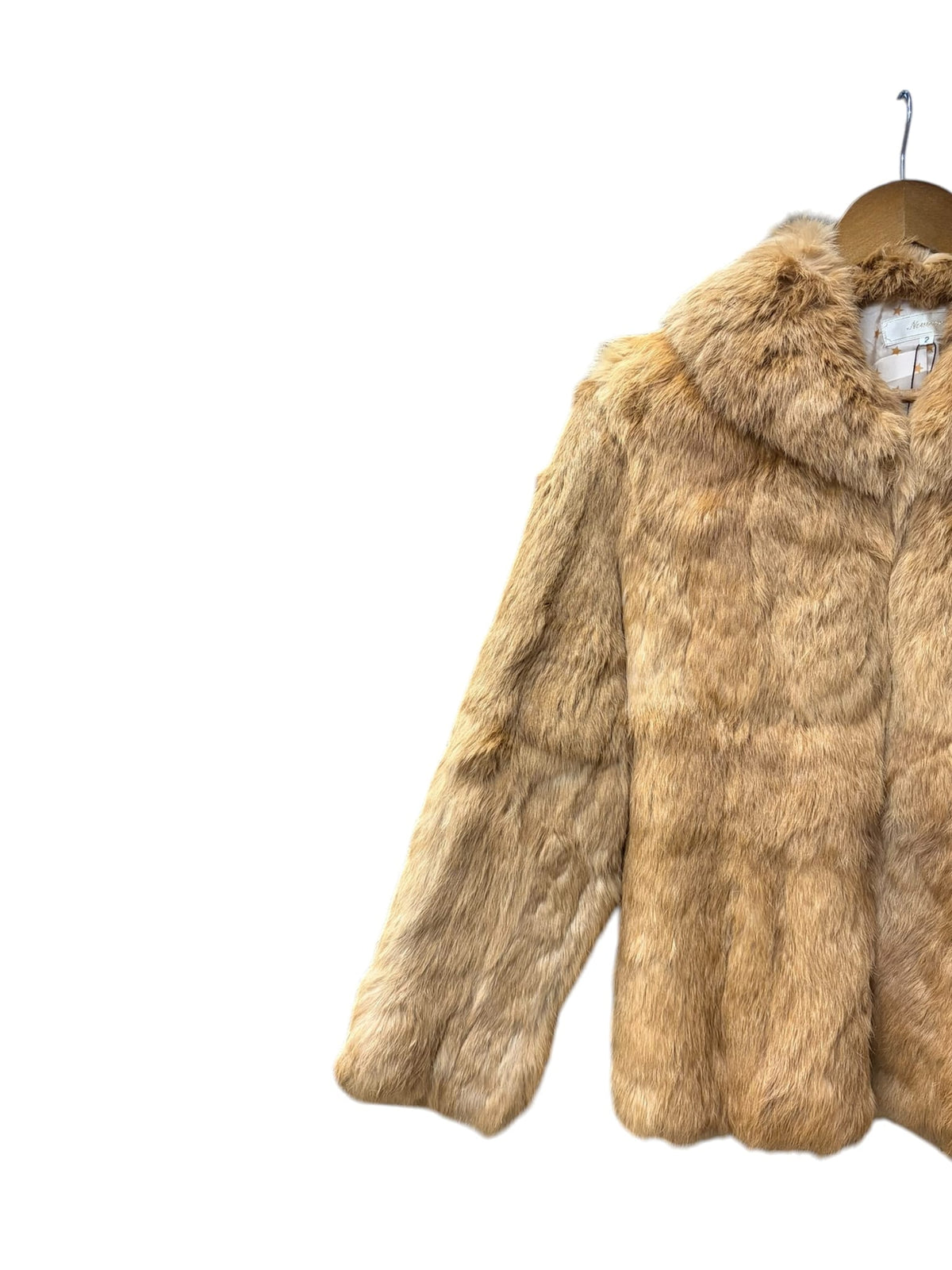 Vintage Nouerue Golden Brown Rabbit Stars Liner Fur Coat