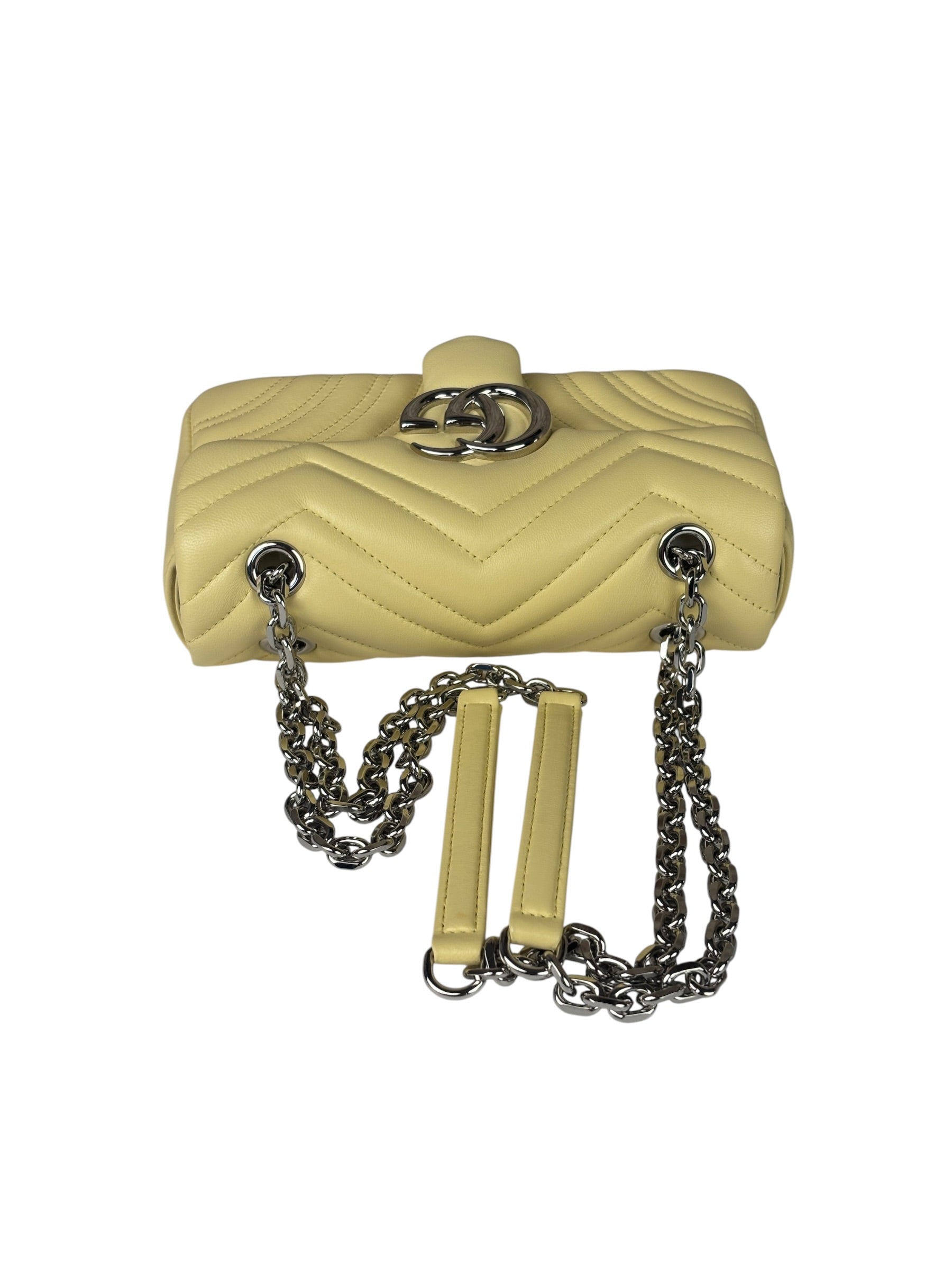Gucci Yellow Leather Matelasse Marmont Shoulder Bag