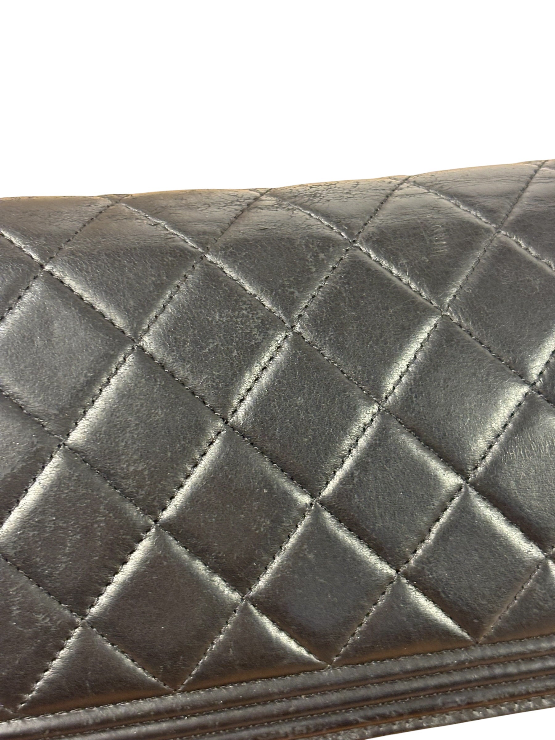 Chanel Black Quilted Lambskin Boy Flap Wallet On Chain 2014